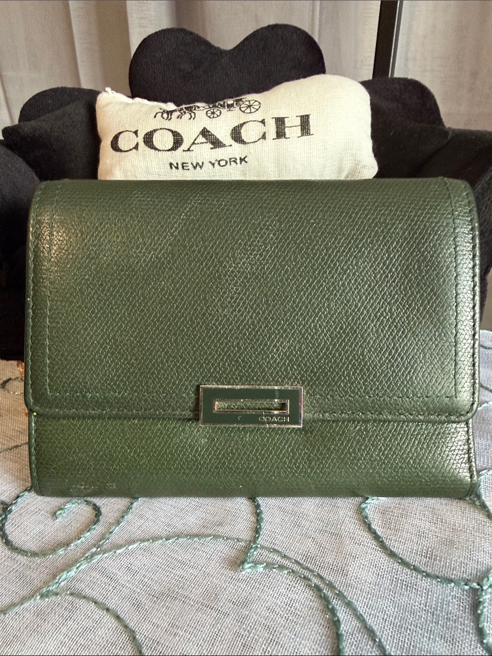 Coach Vintage Green Pebbled Leather Wallet